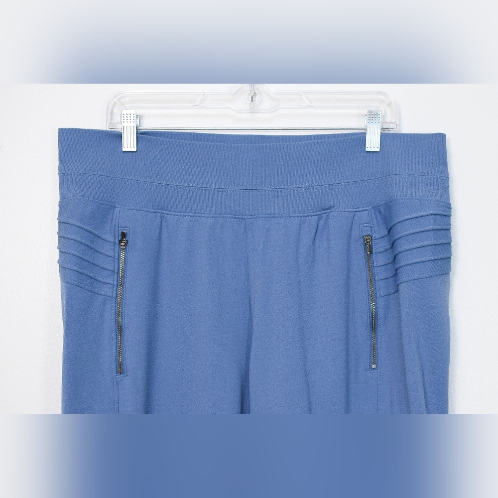 Athleta Venice High Rise Moto Joggers Cottage Blue Zip Pockets Sz 1X Athleisure - Picture 5 of 12